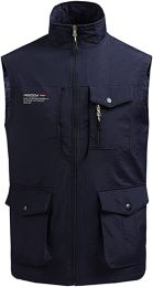 Men's Multi-pocket Casual Quick Dry Vest Photography Fishing Outdoor Vest (size: BLACK-XXL)