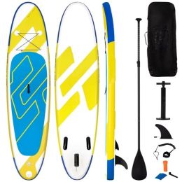 10ft Inflatable Stand Up Paddle Board 6'' Thick with Aluminum Paddle Leash Backpack | Wide Stance;  Surf Control;  Non-Slip Deck | Youth & Adult Stand (Color: YELLOW)